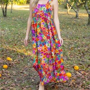 NATURAL LIFE Trisha Floral Maxi Dress - Pink, Orange, Yellow,large like new